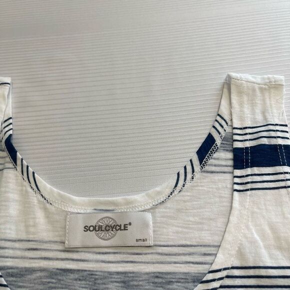 Soul Cycle Blue White Stripe Racerback Muscle Tank Top Size Small New - Picture 3 of 6